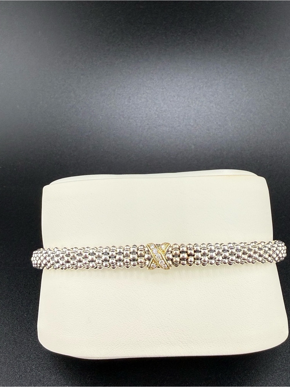 LAGOS Silver Beaded Bracelet with Gold X Accent